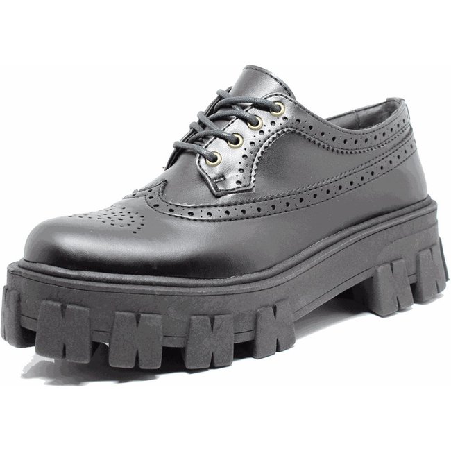 Sapato Oxford Tratorado Estilo Veggie Rolly Preto