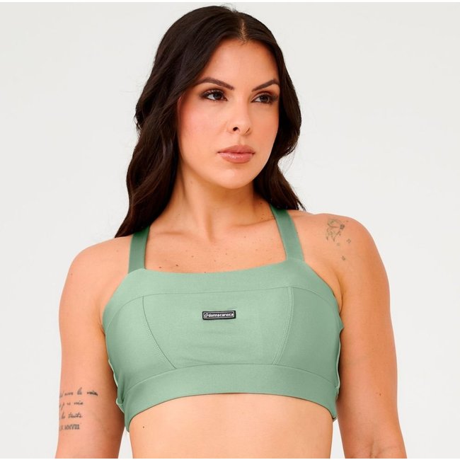 Top Faixa Com Recortes Verde Fluor Platinado Com Bojo Donna Carioca