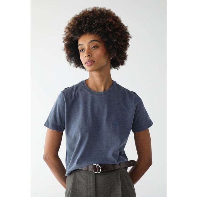 Camiseta Cropped Calvin Klein Jeans Reta Logo Azul