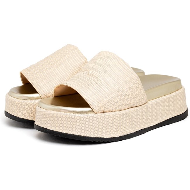 Tamanco Flatform Feminino Plataforma 5300 Rafia Natural