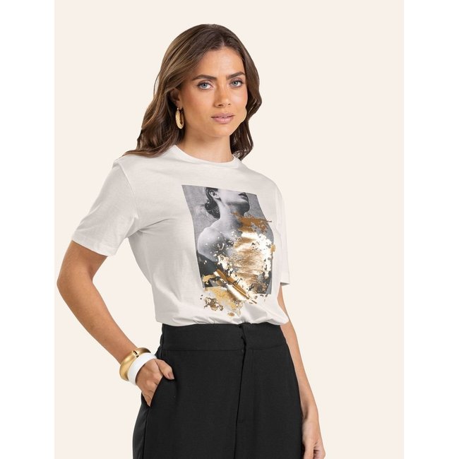 T-shirt em Meia Malha Feminina Endless Bege