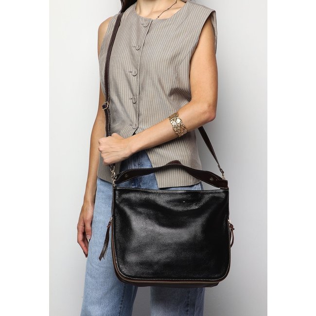 Bolsa SN Couros Flórida Preta/Marrom