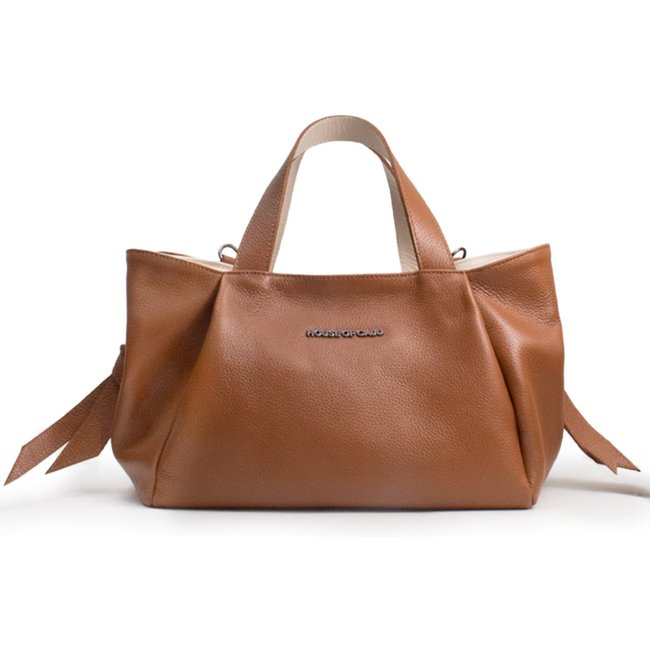 Bolsa Feminina Em Couro Tiracolo Caramelo Com Off White "Alice Licen"""