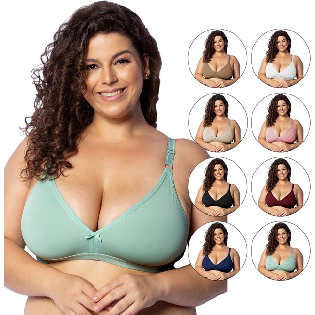 Kit 3 Sutiãs Gabi Lingerie Conforto Moda Íntima Plus Size Reforçado Sem Bojo Atacado Microfibra Multicolorido