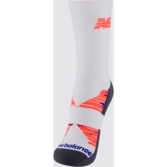 Meia New Balance Performance Run Cano Alto Feminina Branca e Laranja