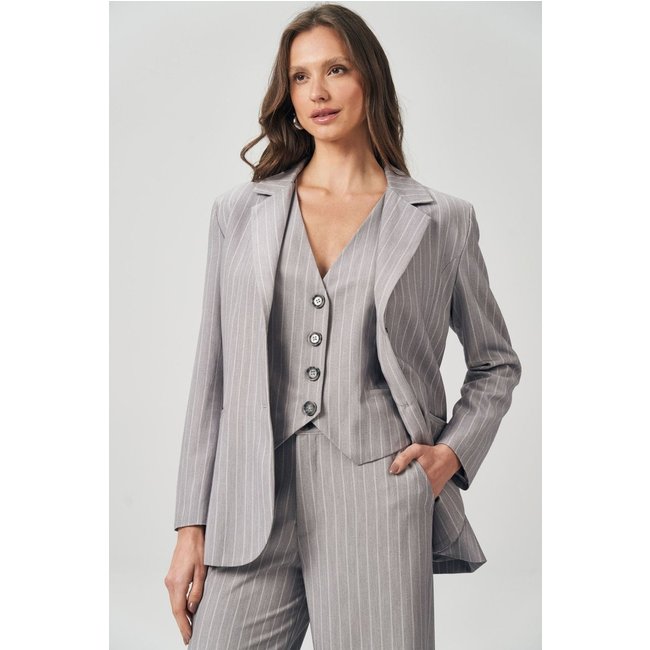 Blazer Alfaiataria Risca Giz Feminino Acostamento