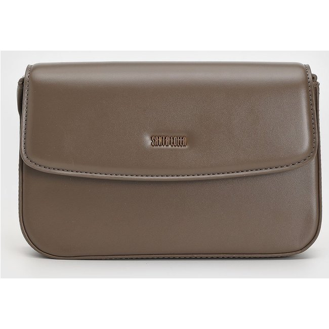 Bolsa Média Santa Lolla Logo Metálico Taupe