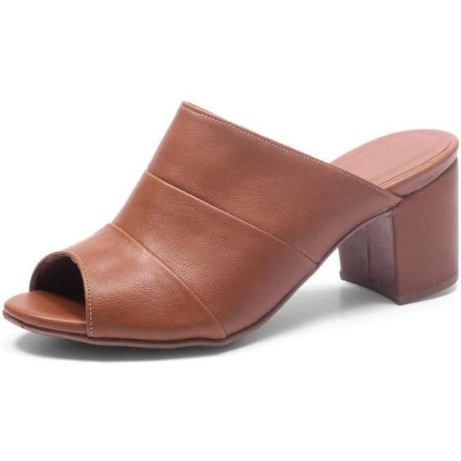 Tamanco Feminino Lafiume Marrom Salto Grosso Ankle Boot