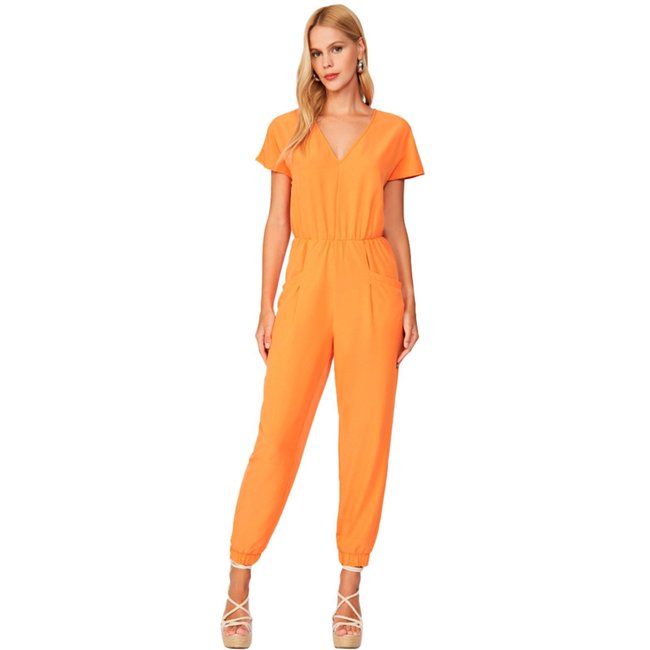 Macacão Acostamento Fashion Pr25 Laranja Feminino