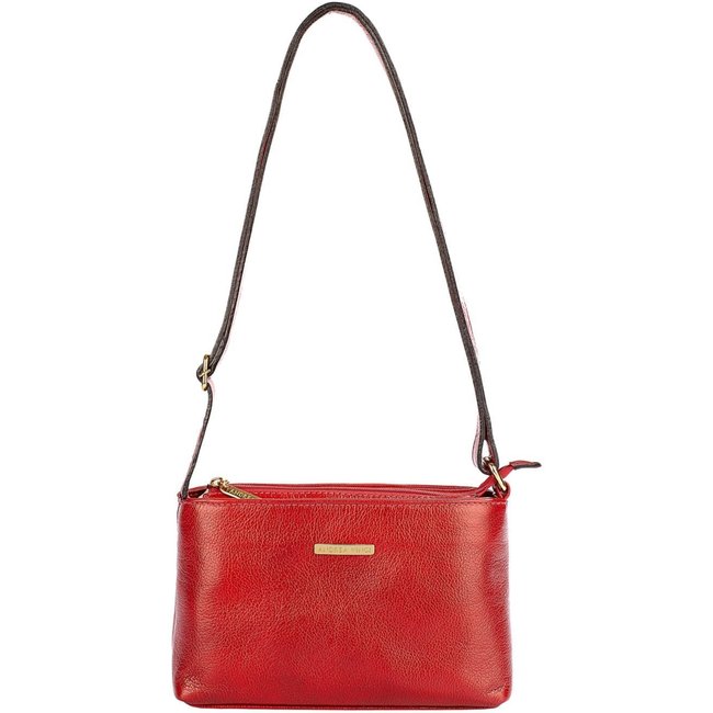 Bolsa pequena transversal de couro liso Iris - Vermelho