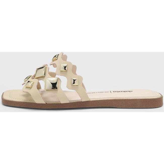 Rasteira Feminina Dakota Tiras Metalizadas Off-White