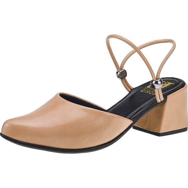 Scarpin Lóris Shoes Feminino Mule Sapato Social 2 em 1 Bico Fino de Scarpin Salto Bloco Fashion 1138 Nude
