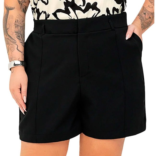 Short Feminino Secret Glam Plus Size Alfaiate Preto