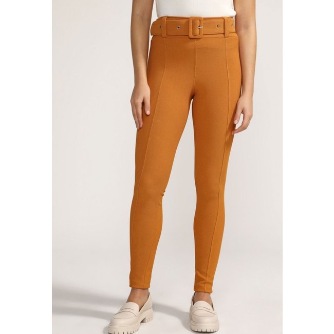 Calça Alfaiataria D Bell Outlet Fashion Com Cinto Marrom