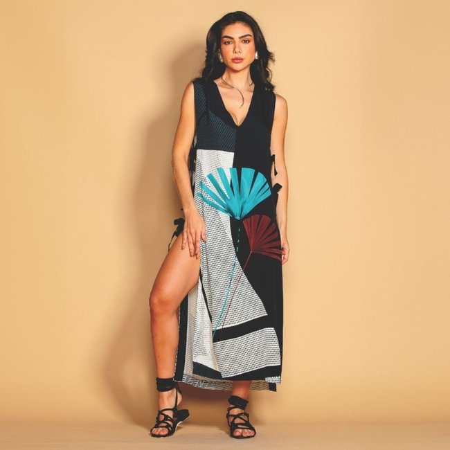 Vestido Longo com Fendas Laguna SP1101BQ