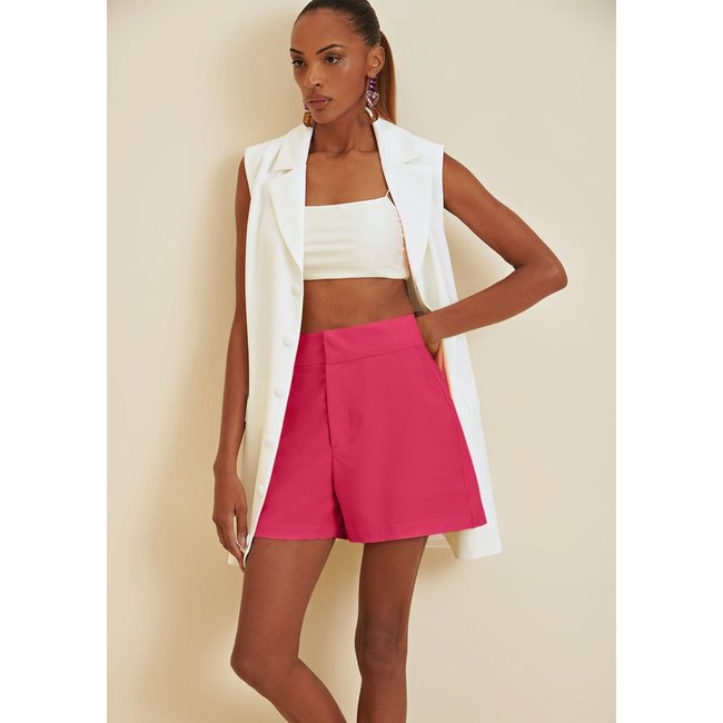 Shorts Morena Rosa Alfaiataria Bolso-Faca Pink