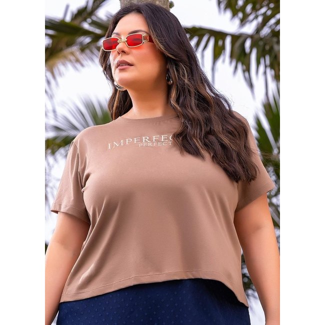 Blusa Em Malha De Algodão Marrom Claro Marguerite