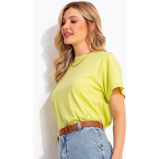 Blusa Feminina Em Malha 100% Algodão Com Decote Redondo Lima - Quintess Quintess
