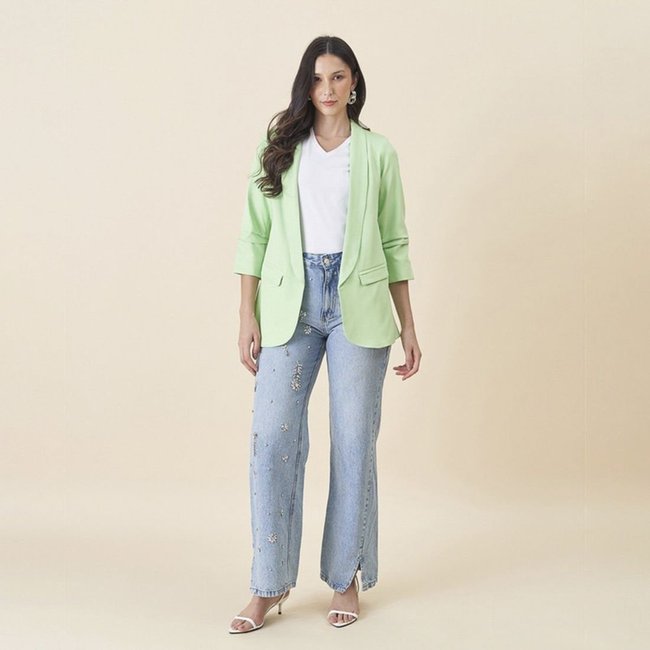 Blazer Auston Manga com Prega Verde