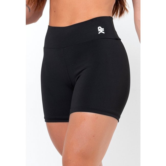 Short Fitness Meia Coxa Cintura Alta Zero Transparência Blackout Academia Feminino - Preto