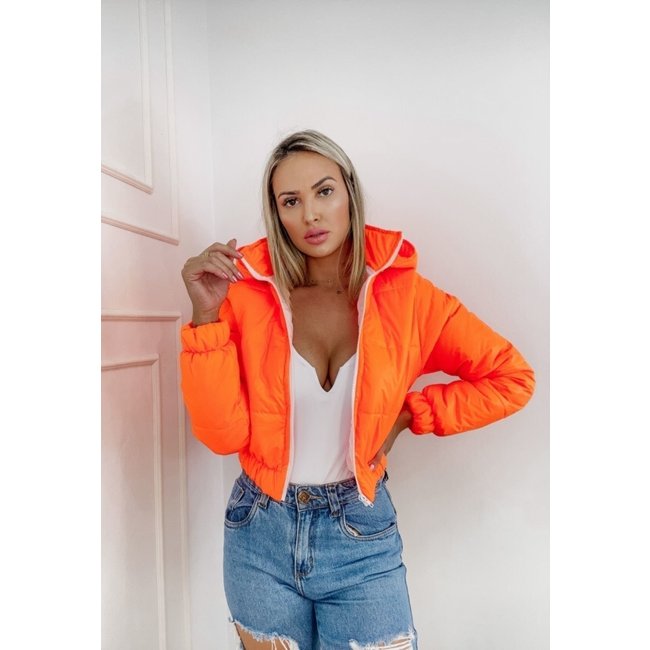 Jaqueta Puffer Curta Laranja Cítrica