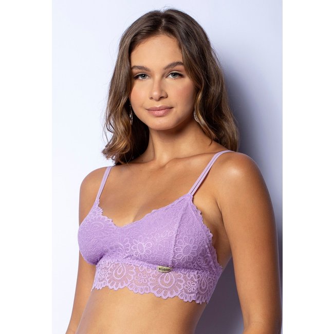 Top Cropped Gabi Lingerie Renda Alcinha Sutiã sem Bojo Feminino Lavanda