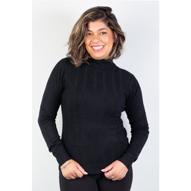 Blusa feminina de malha gola alta 81090 - Preto