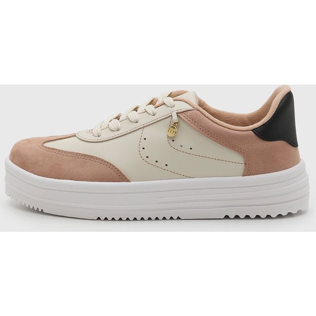 Tênis Feminino Moleca Cadarço Rosa e Branco