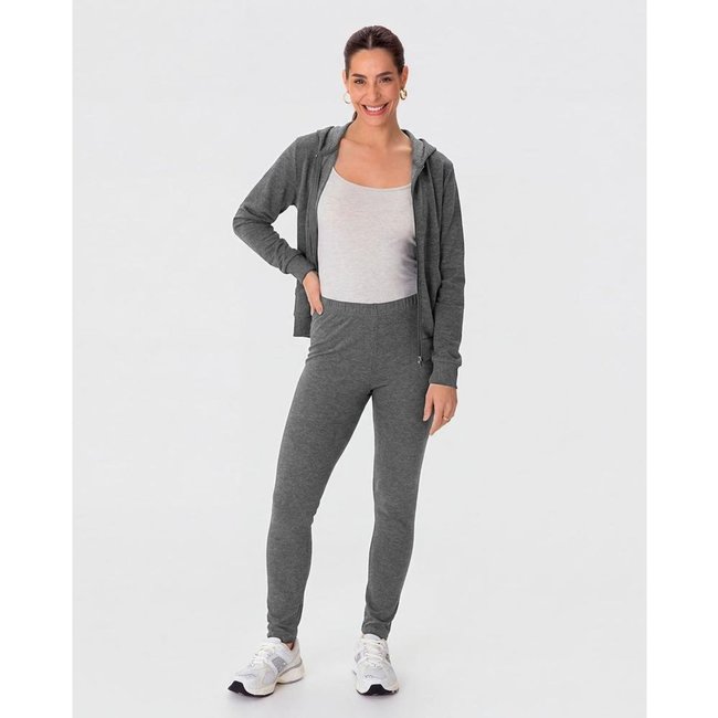 Calça Legging Básica Feminina Moletom Stretch Flanelado