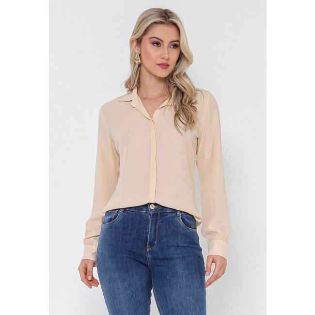 Camisa Intens Manga Longa Crepe Creme