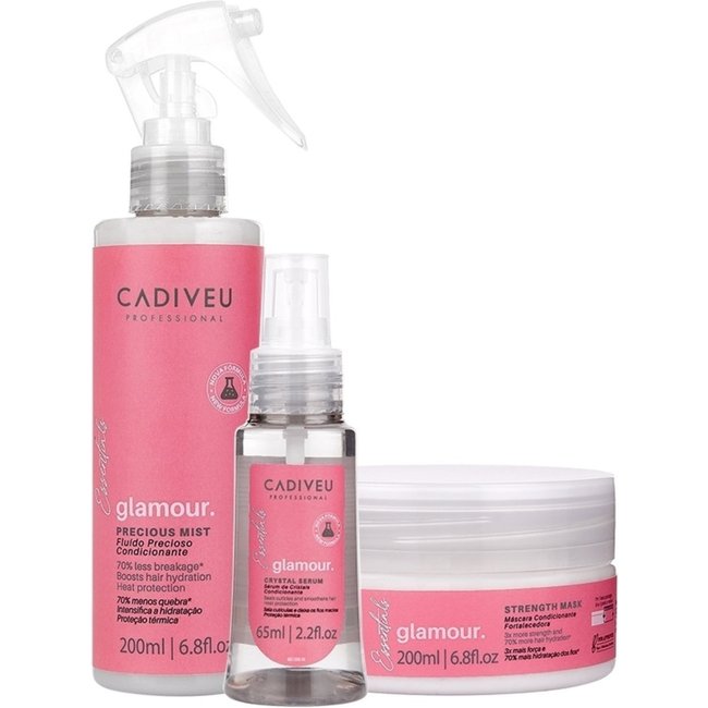 Kit Cadiveu Profissional Essentials Glamour Fluído Sérum e Máscara Condicionante (3 produtos)