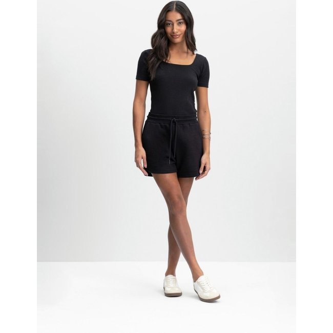 Shorts Feminino Em Moletom Essendi Preto Preto