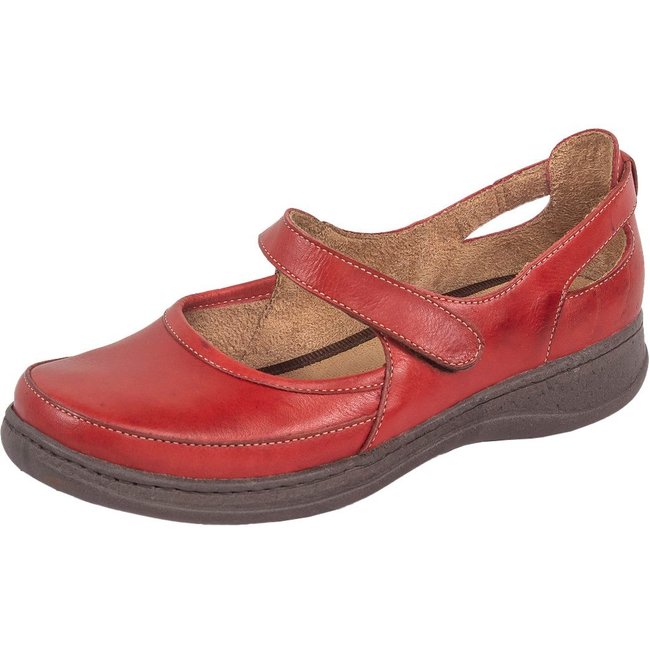 Sapato Boneca Serella Retrô Conforto Couro Vermelho 7075