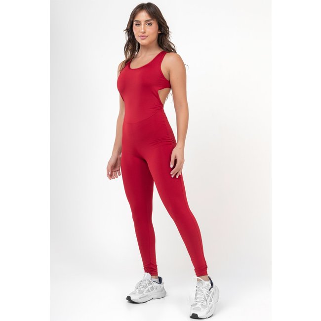 Macacão Mood Modas Longo Feminino Fitness Suplex Academia Ginástica 063 Vermelho