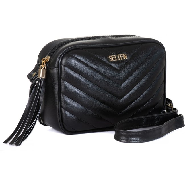 Bolsa Lateral Feminina Selten Preta Em Metalasse Preta