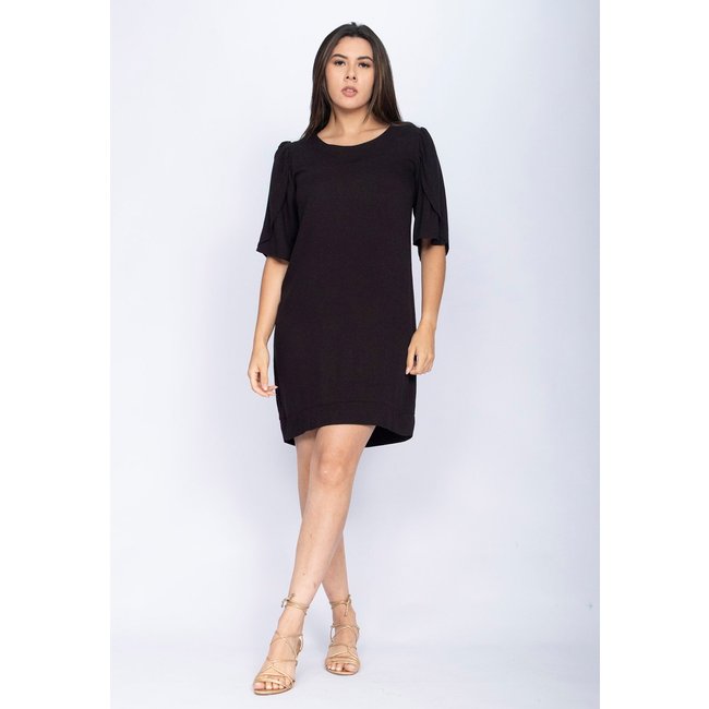 Vestido Curto Viscose Amazonia Vital Balli Manga Curta Preto
