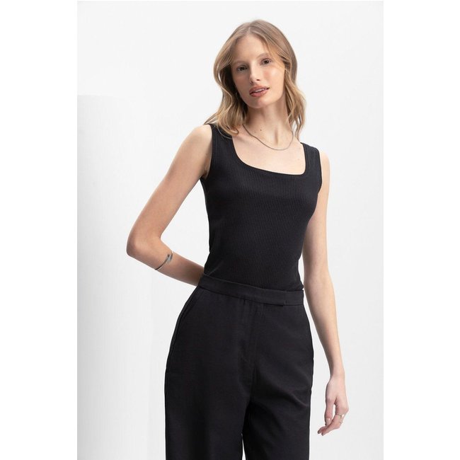 Blusa Feminina Regata Em Ribana Essendi Preto Preto
