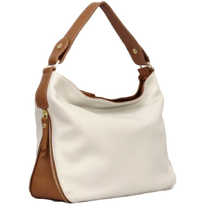 Bolsa SN Couros Flórida Marfim/Caramelo