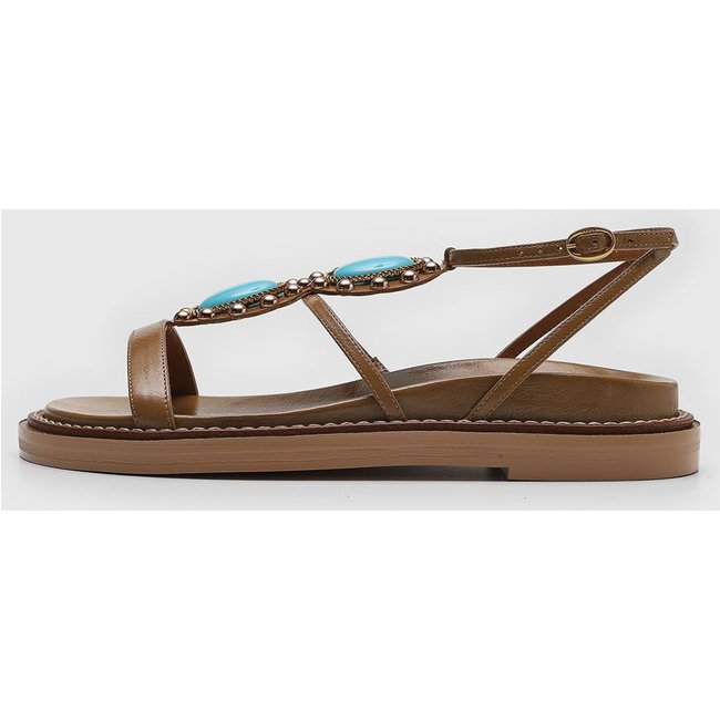 Rasteira Flat Lança Perfume Pedraria Marrom
