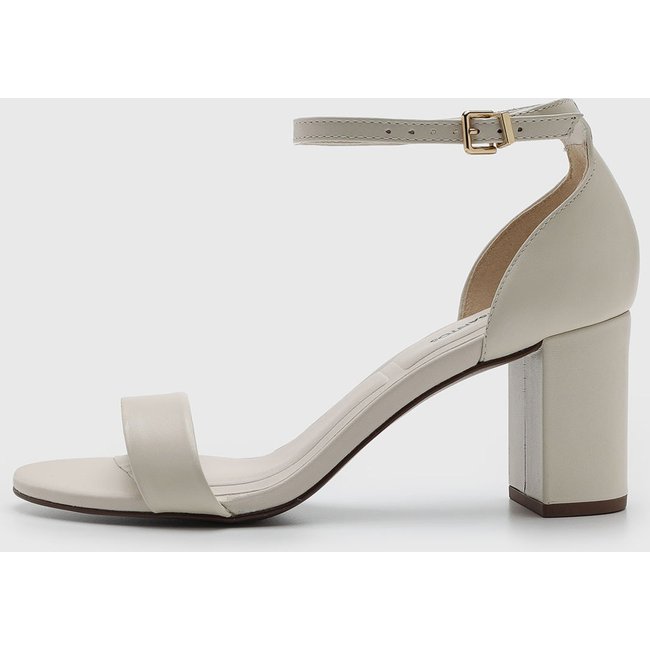 Sandália Feminina Loucos e Santos Salto Bloco Off-White