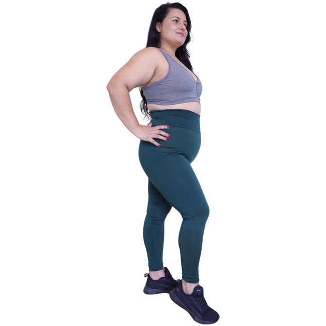 Calça Legging Plus Size Heide Ribeiro Corsário Fit Silver Verde Militar