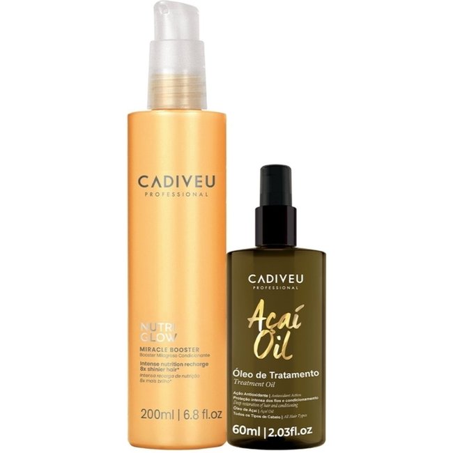 Kit Cadiveu Professional Nutri Glow Booster Fluído de Pré Tratamento e Açaí Oil 60 (2 produtos)