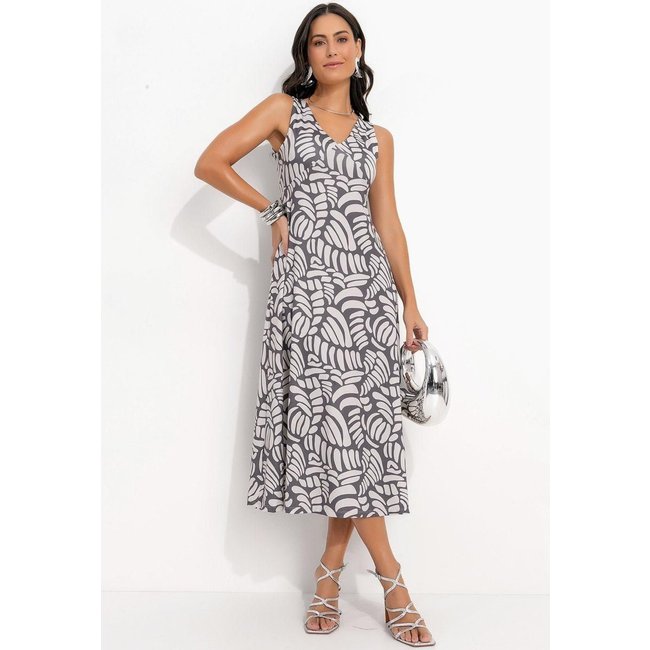 Vestido Em Malha Fria Conchas Bicolor Quintess