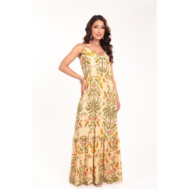 Vestido longo Ícone Fashion Verano estampa Floral Ilha Bela