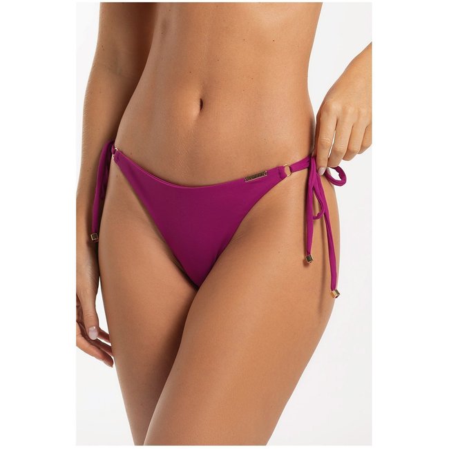 Calcinha de Biquíni Avulsa Cor Uva com Lateral de Amarrar Regulável Fio Duplo