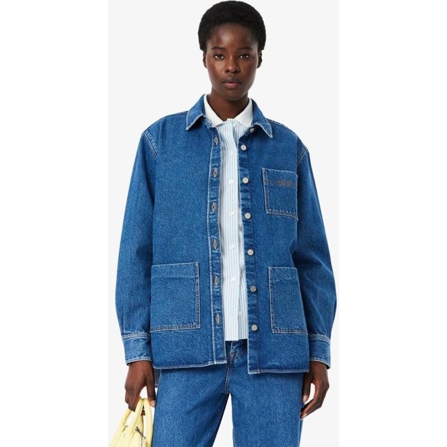 Camisa Overshirt em denim tamanho grande Azul