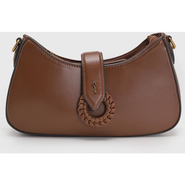 Bolsa Feminina Santa Lolla Detalhe Trançado Caramelo
