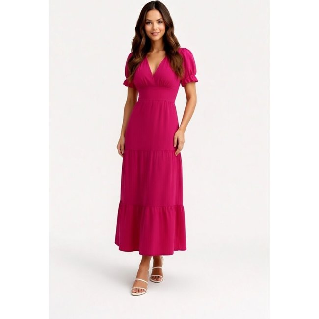 Vestido Longo D Bell Outlet Fashion Manga Curta uva