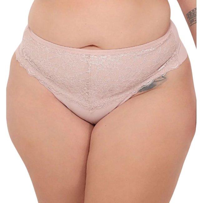 Calcinha Plus Size Fio Duplo Frente em Renda Santa Passion .
