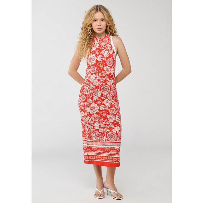 Vestido Feminino Midi Colcci Estampa Floral Vermelho